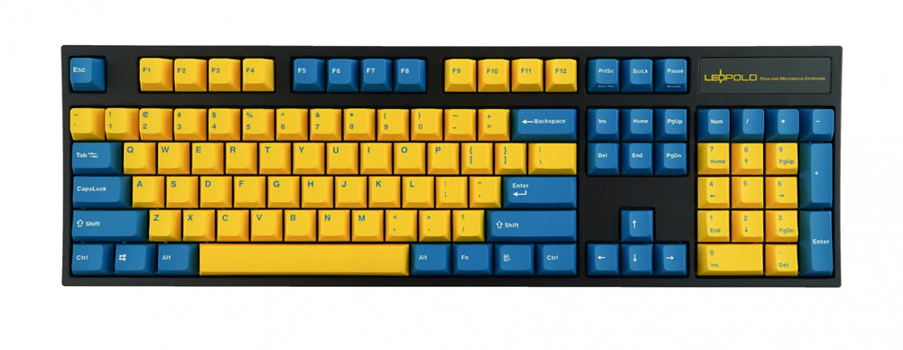 Leopold FC900R Yellow/Blue PD Double Shot PBT Black Case Mechanical Keyboard