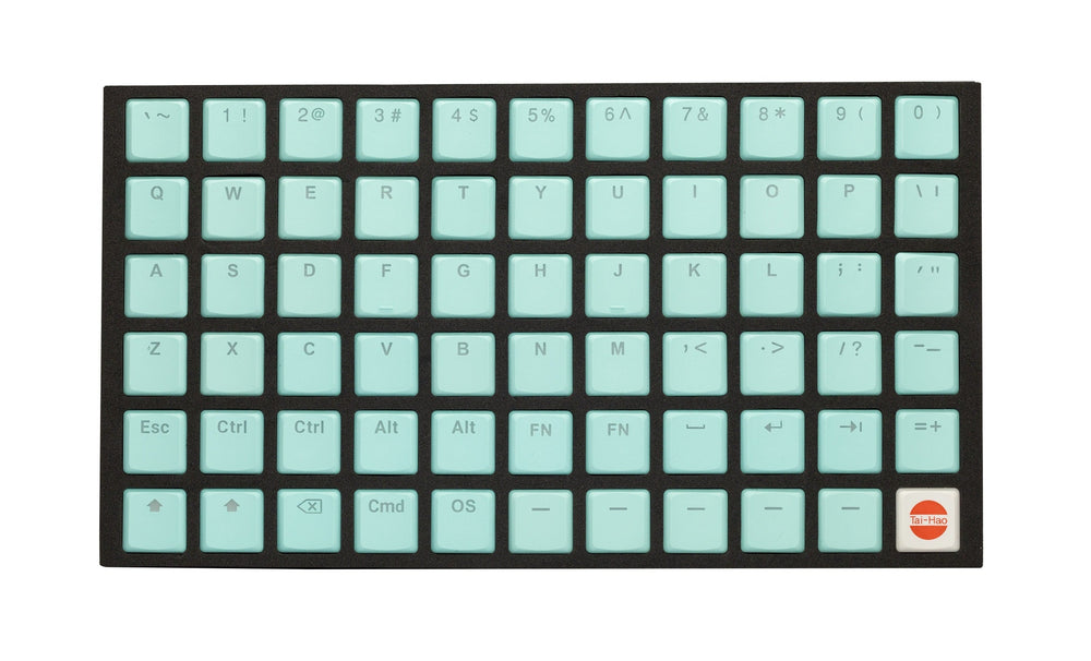Tai-Hao Mint Blue THT Backlit 65 Key Double Shot PBT Low Profile Keycap Set