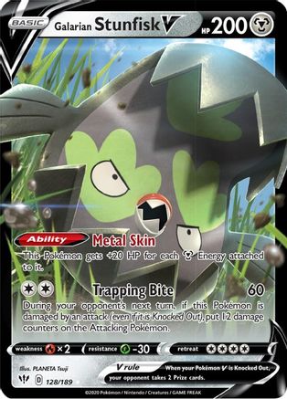 Galarian Stunfisk V (128/189) - SWSH03 Darkness Ablaze Holofoil