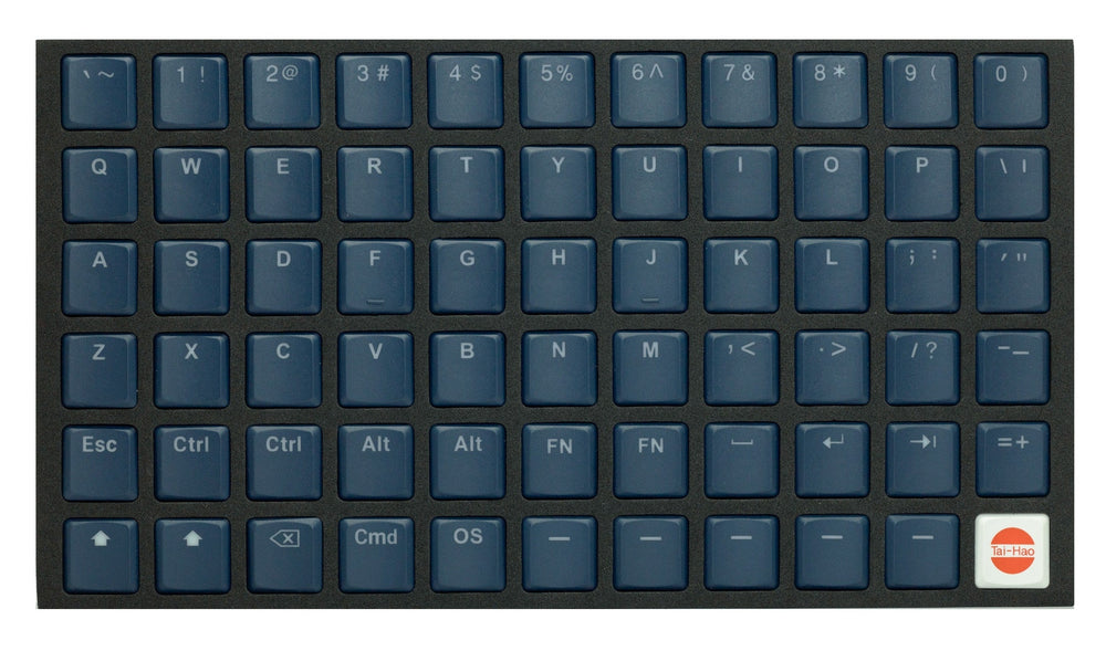 Tai-Hao Navy Blue THT Backlit 65 Key Double Shot PBT Low Profile Keycap Set