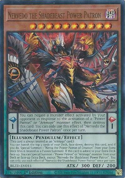 Nervedo the Shadebeast Power Patron - BLZD-EN011 - Ultra Rare - 1st Edition