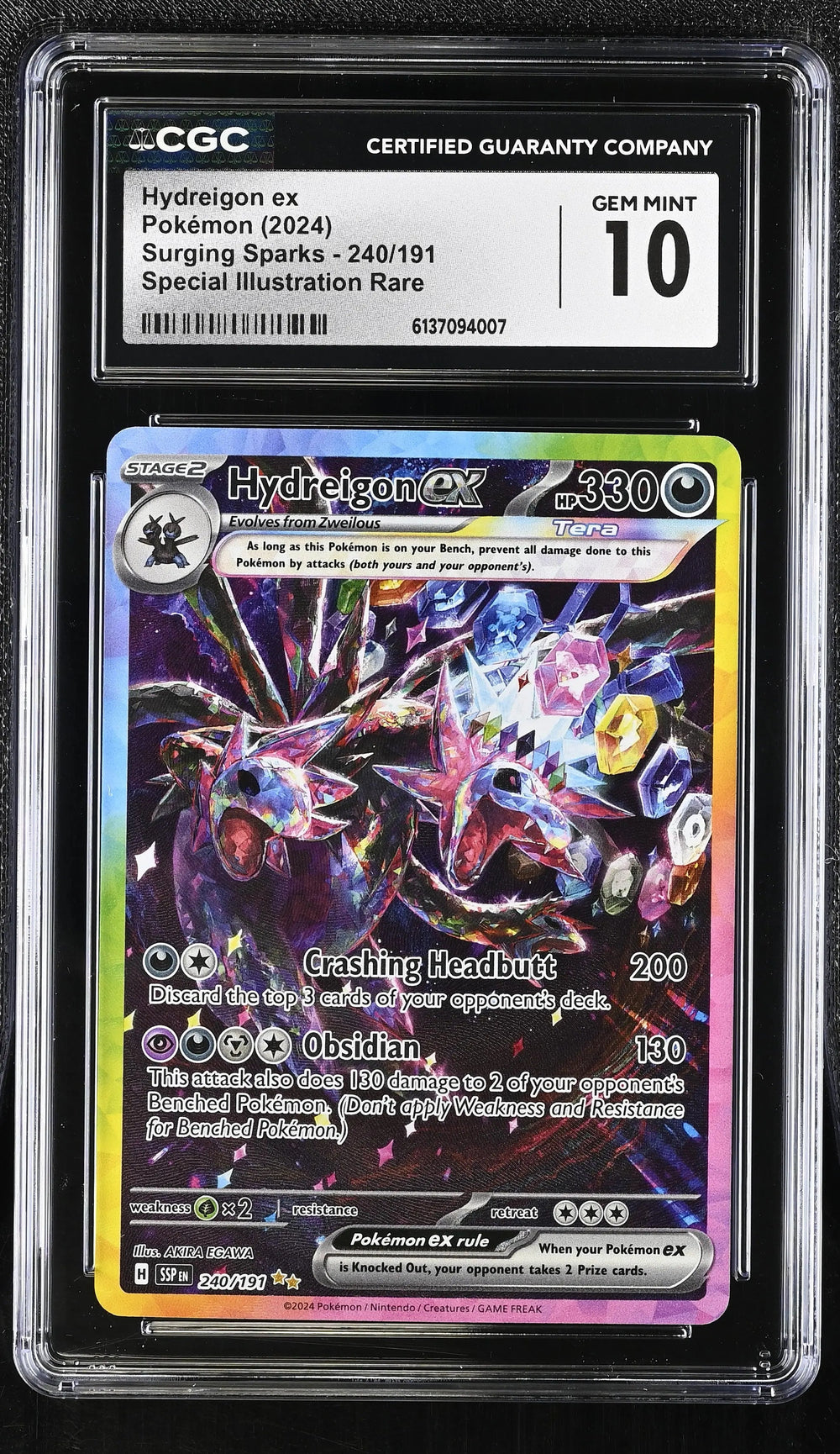 24 Pokemon Surging Sparks Hydreigon ex Special Illustration Rare CGC 10 240/191