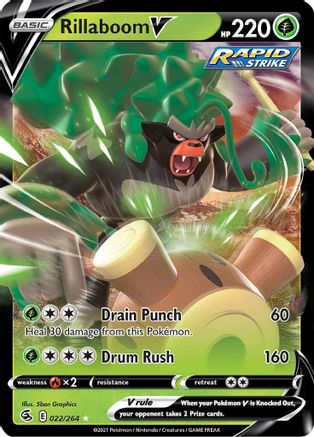 Rillaboom V (22/264) - SWSH08 Fusion Strike Holofoil
