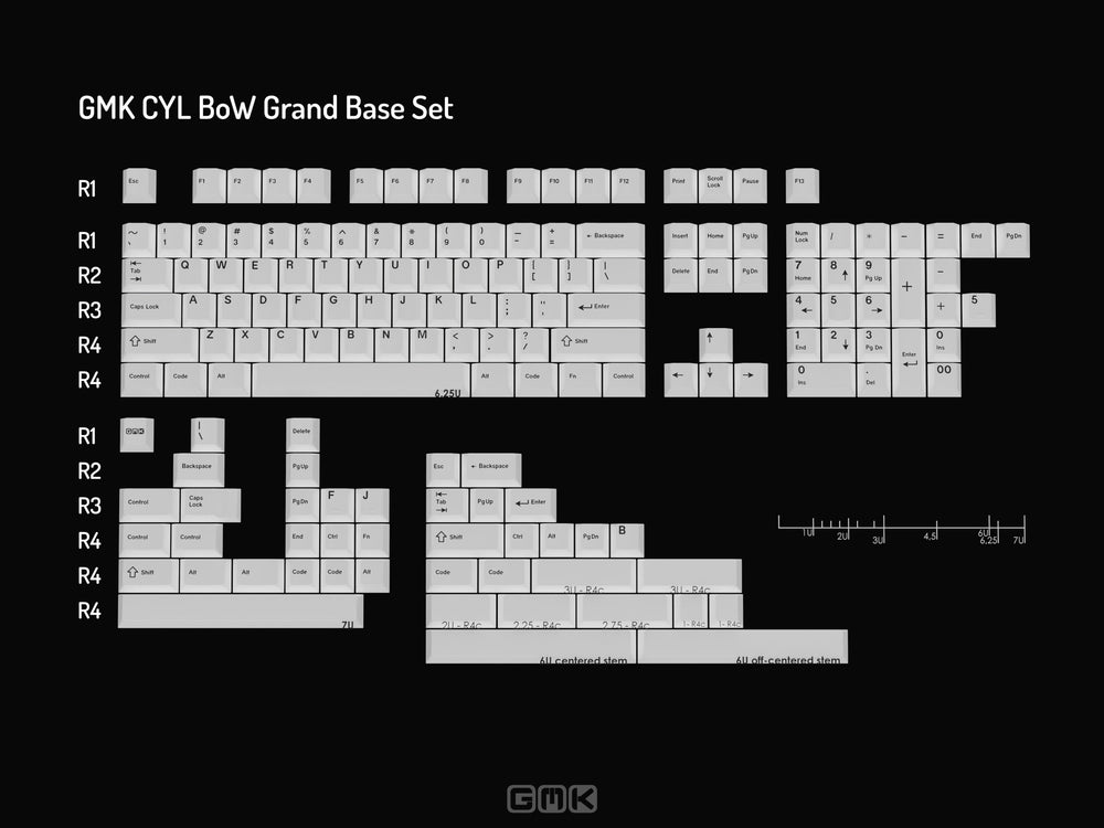 GMK Black on White Cherry Profile Double Shot ABS Keycaps