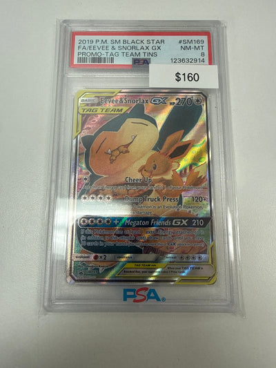 Pokemon Eevee & Snorlax #sm169 PSA 8