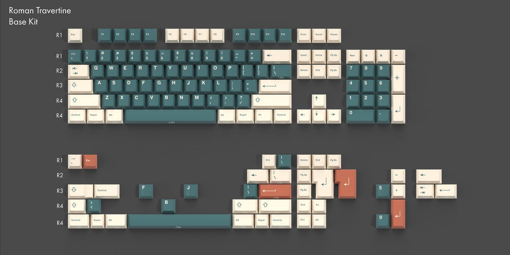 GMK Marmoreal Base 147 Key Cherry Profile Double Shot ABS Keycap Set