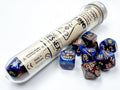 Chessex Lab Dice Lustrous Azurite / Gold Polyhedral 8 Dice Set 30055