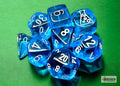 Chessex Lab Dice Translucent Tropical Blue / White 8 Dice Set 30063