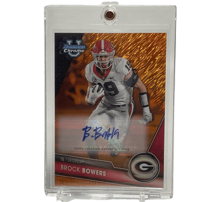 2023 Bowman Chrome University Brock Bowers #50 Autograph Orange Shimmer /25