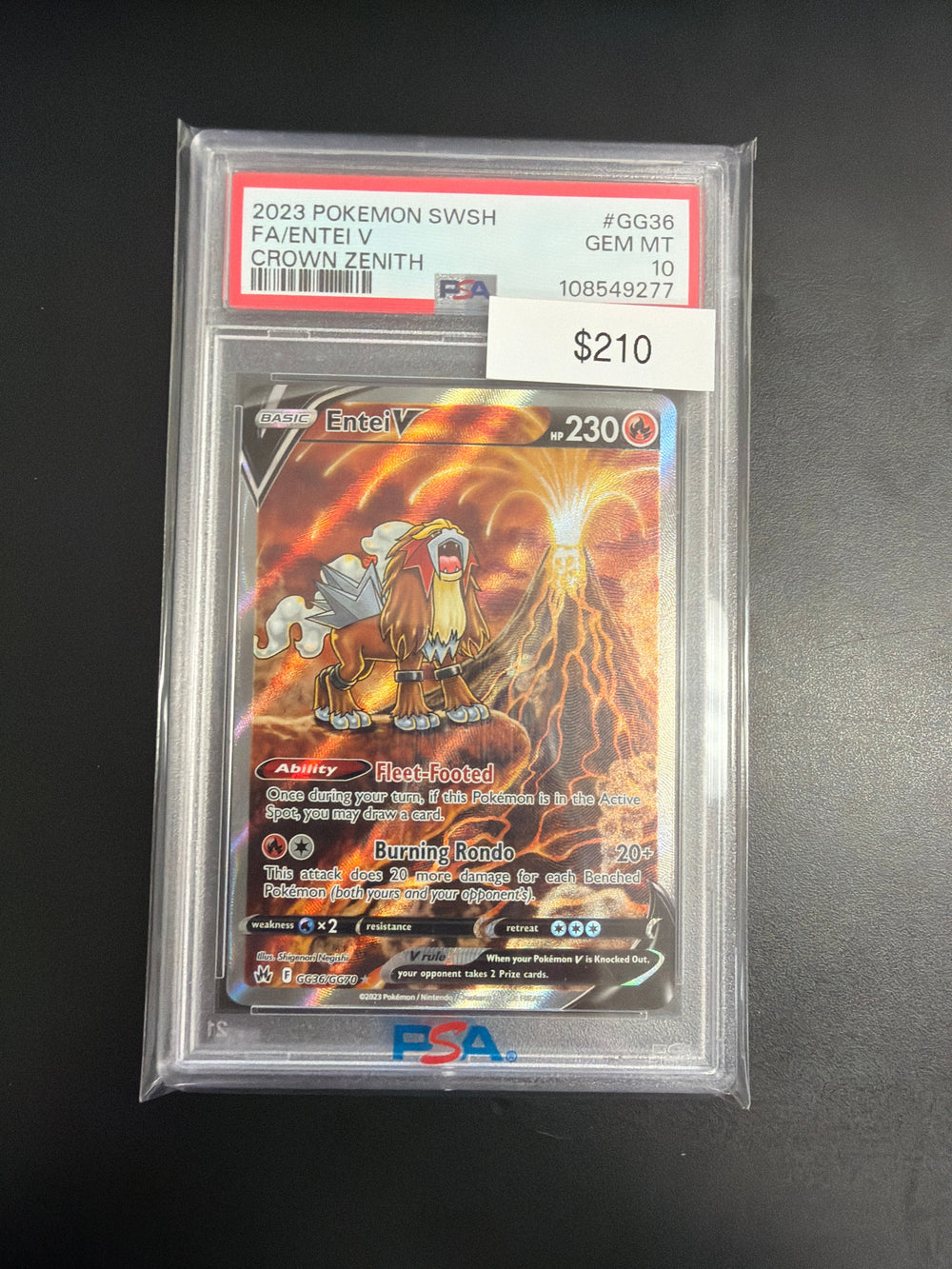 Pokemon Entei V Crown Zenith GG36 PSA 10