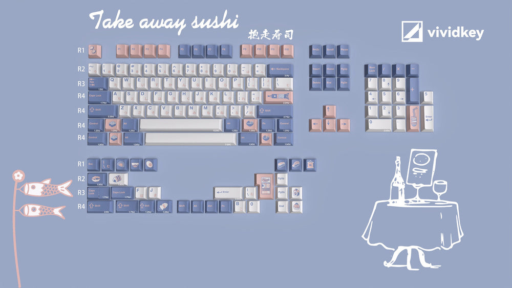 Vividkey Take Away Sushi Keycap Set