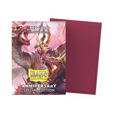 Dragon Shield Standard Matte Dual 25th Anniversary Special Edition Card Sleeves Pomegranate and Gold 100ct