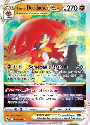 Hisuian Decidueye VSTAR (84/189) - SWSH10 Astral Radiance Holofoil