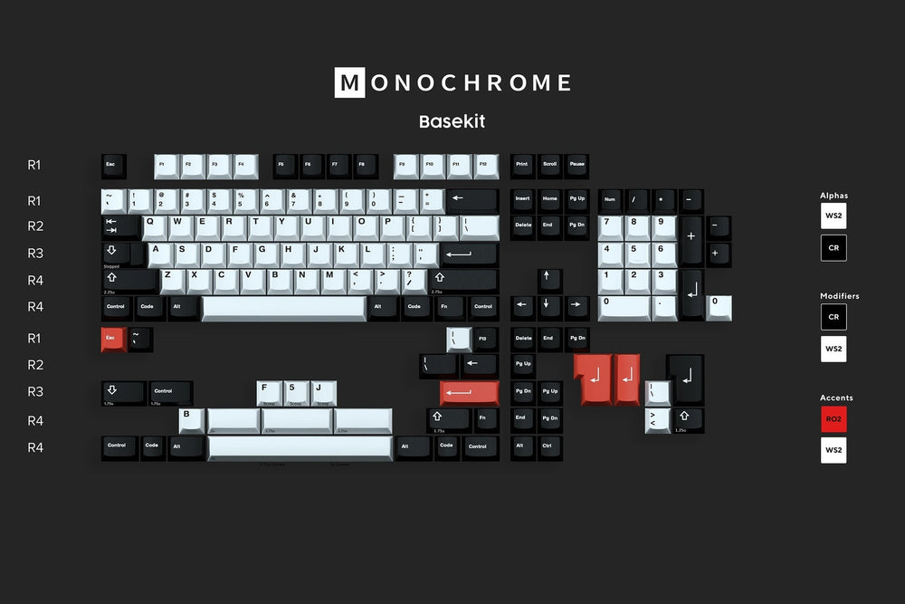 GMK Monochrome R2 Double Shot ABS Keycap Set