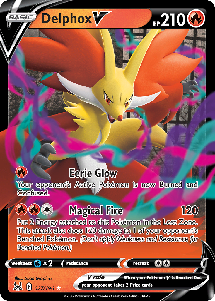 Delphox V 27 196 Lost Origin Holofoil