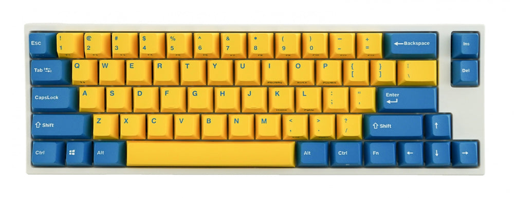Leopold FC660M Yellow/Blue PD White Case 65% Double Shot PBT Mechanical Keyboard