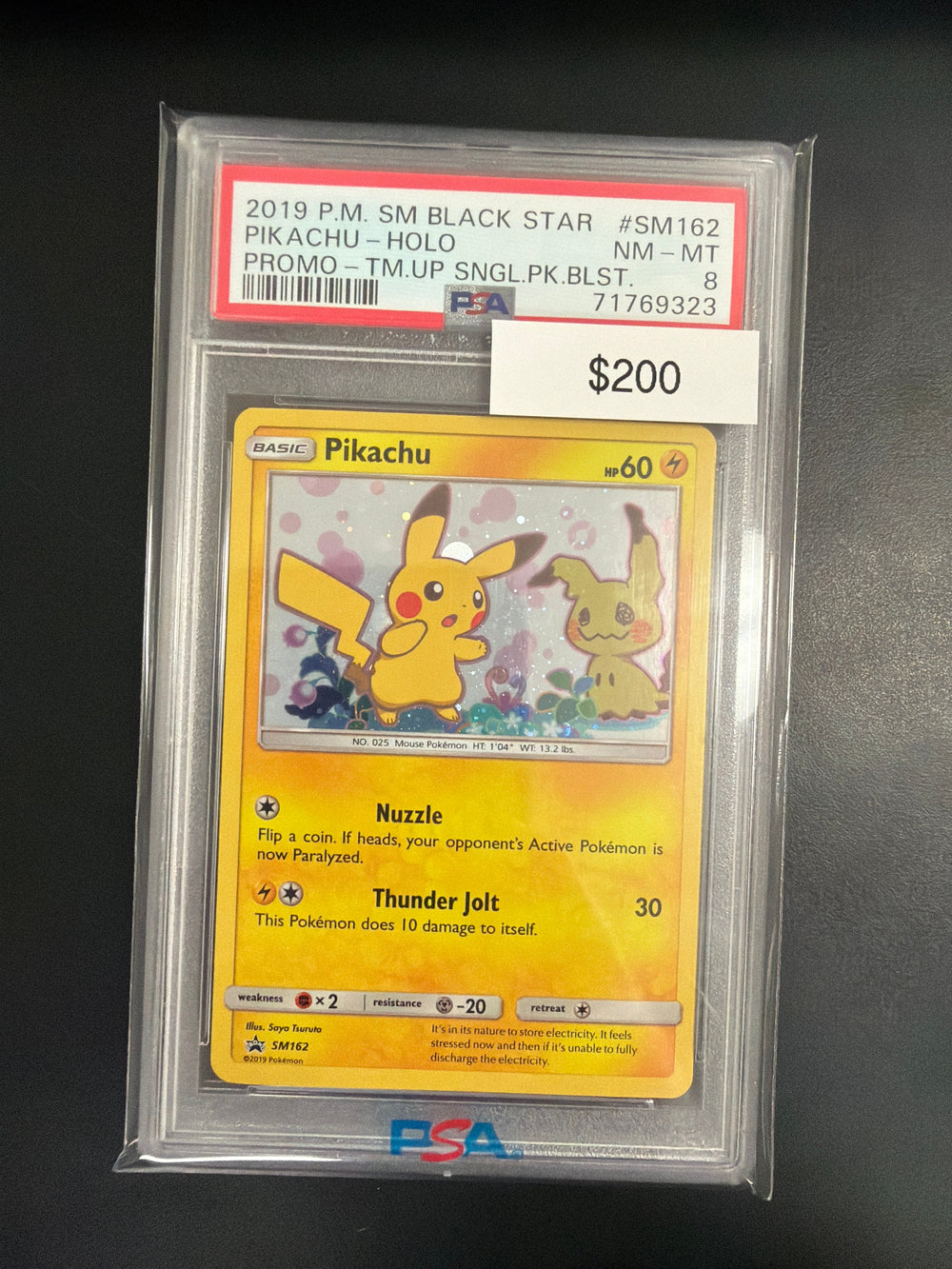 Pokemon Black Star Promo Pikachu #SM162 PSA 8