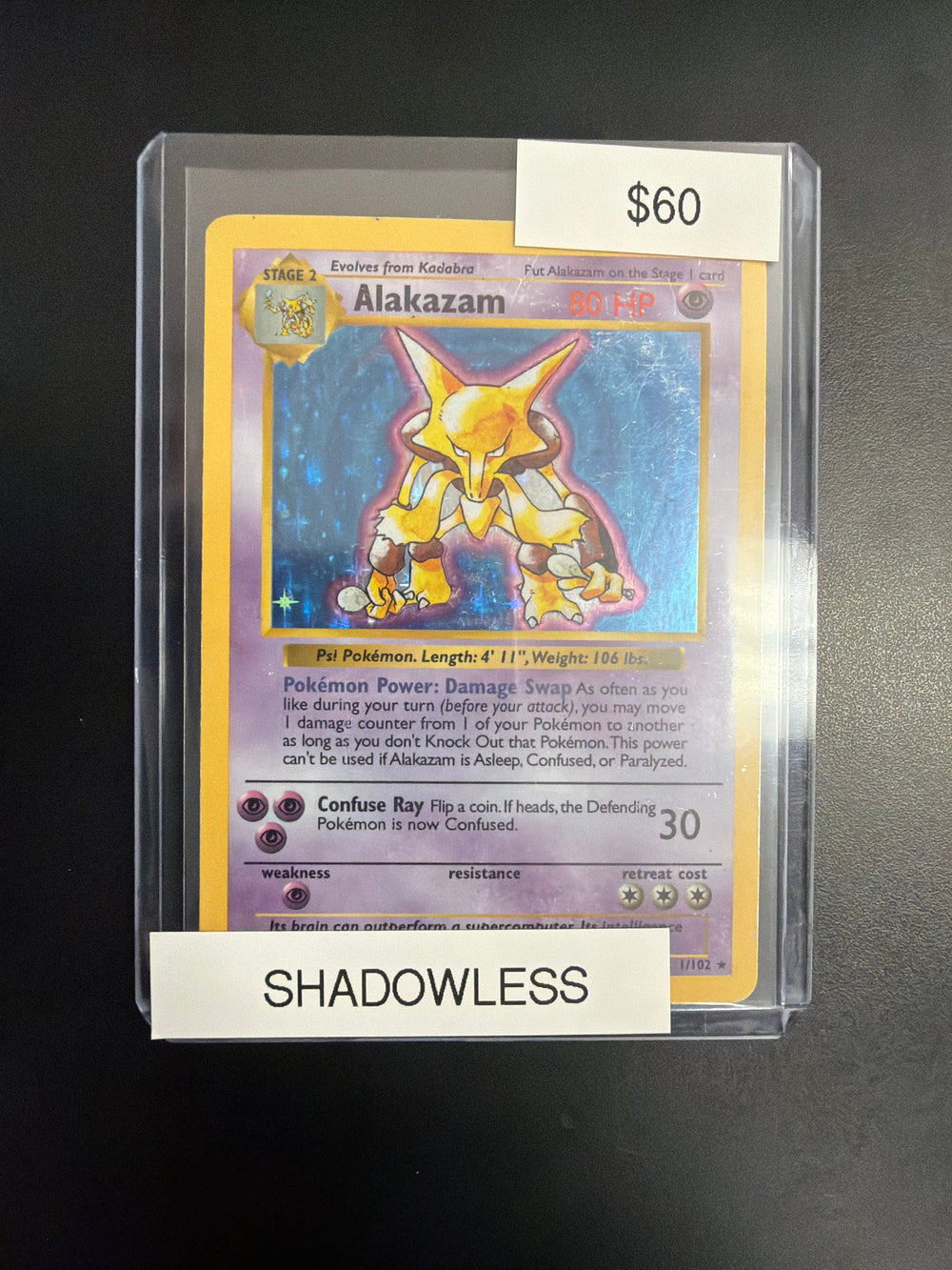 Pokemon Base Set Shadowless Alakazam #1/102 HP