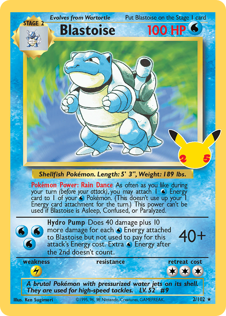 Blastoise 2 25 Celebrations Classic Collection Holofoil