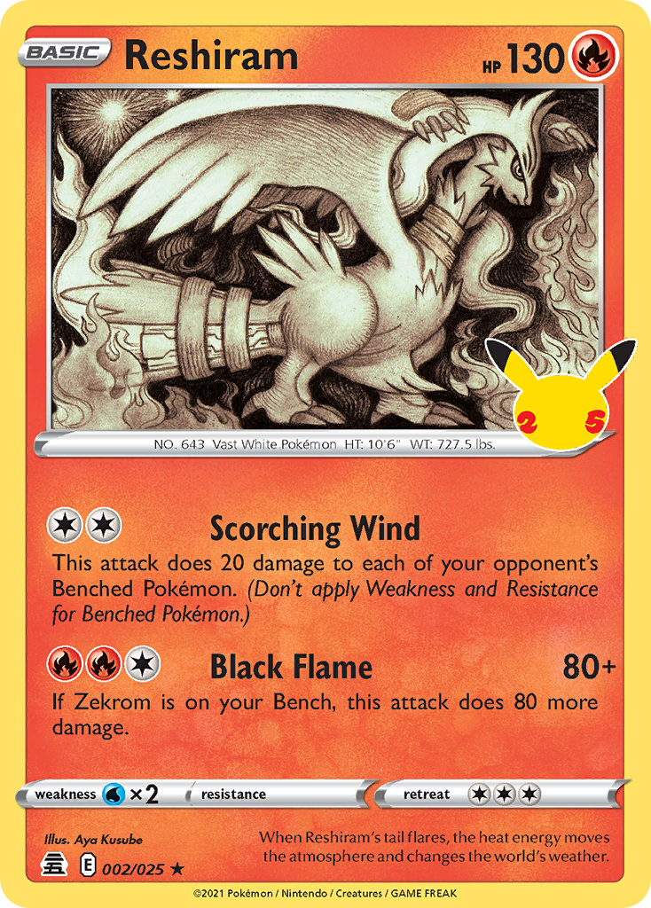 Reshiram 2 25 Celebrations Holofoil
