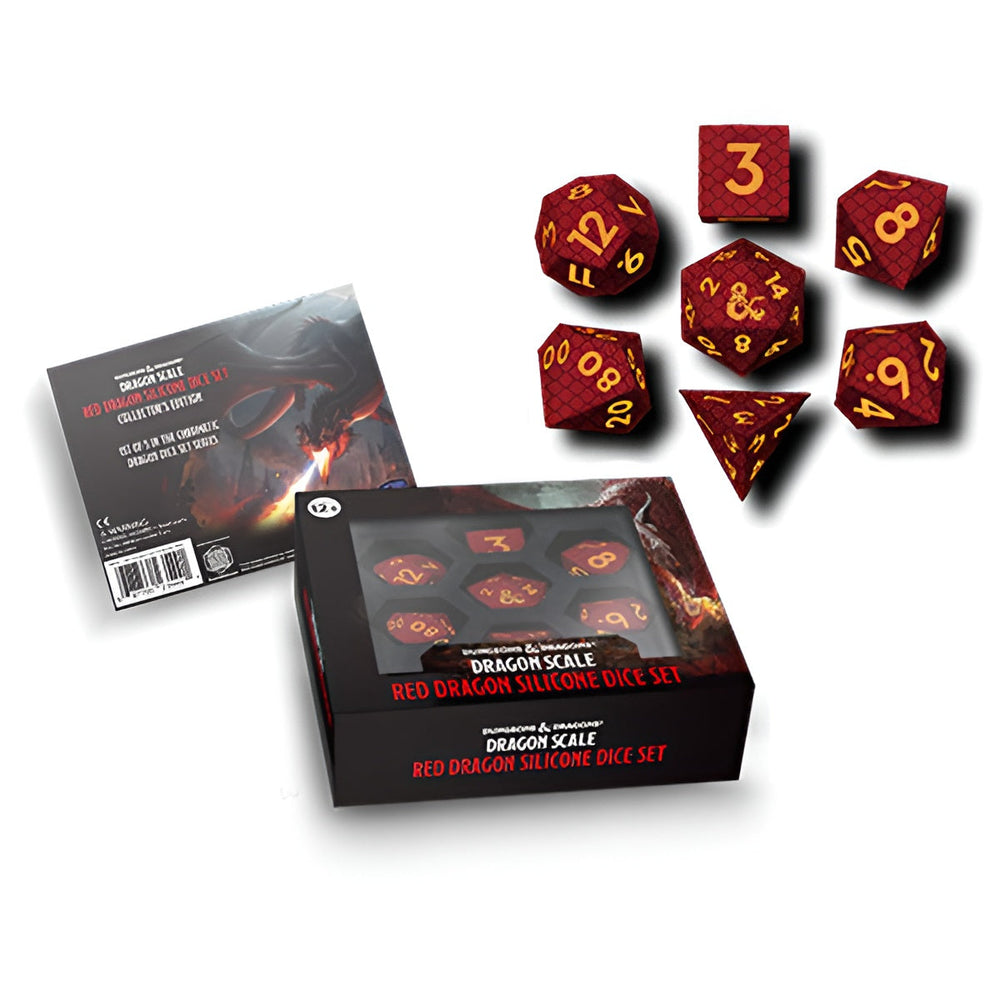 7-Die Set D&D Dragon Scale: Silicone- Red