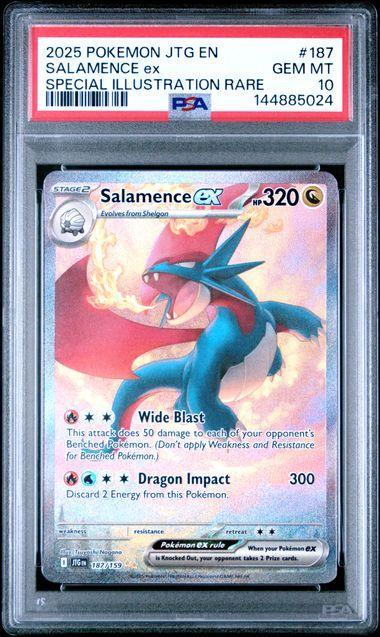 2025 POKEMON JTG EN-JOURNEY TOGETHER #187 SALAMENCE ex SPECIAL ILLUSTRATION RARE PSA 10