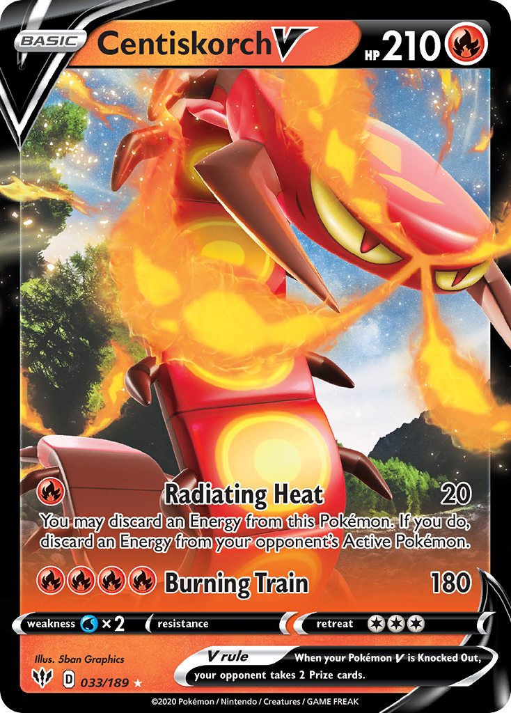 Centiskorch V 33 189 Darkness Ablaze Holofoil