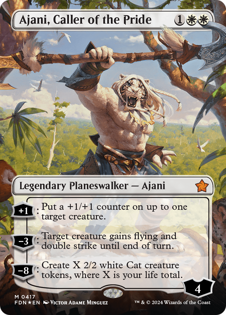 Ajani, Caller of the Pride (FDN-417) - Foundations (Borderless) Foil