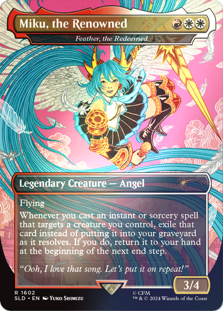 Feather, the Redeemed (SLD-1602â˜…) - Secret Lair Drop / Miku, the Renowned (Borderless) Foil