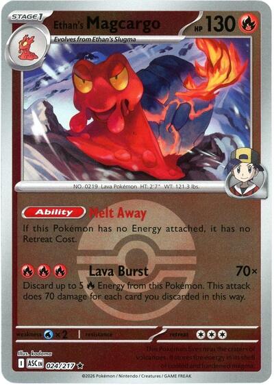 Ethan's Magcargo  - Poké Ball - 024/217 - Rare [me025-024] [Reverse Holo]