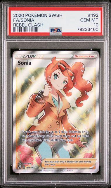 2020 POKEMON SWORD & SHIELD REBEL CLASH #192 FA/SONIA REBEL CLASH PSA 10