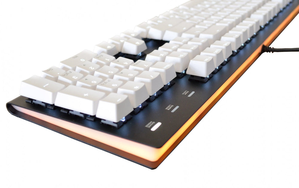 MK Fission White Keycaps White LED Double Shot PBT Mechanical Keyboard