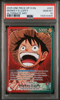 2025 ONE PIECE OP13-CARRYING ON HIS WILL #001 MONKEY D. LUFFY ALTERNATE ART PSA 10