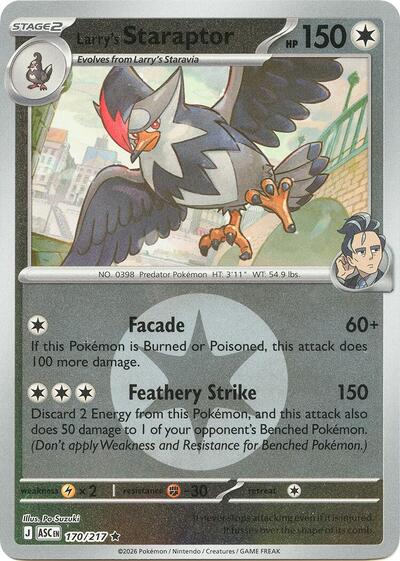 Larry's Staraptor - Energy Symbol Pattern - 170/217 - Rare [me025-170] [Reverse Holo]
