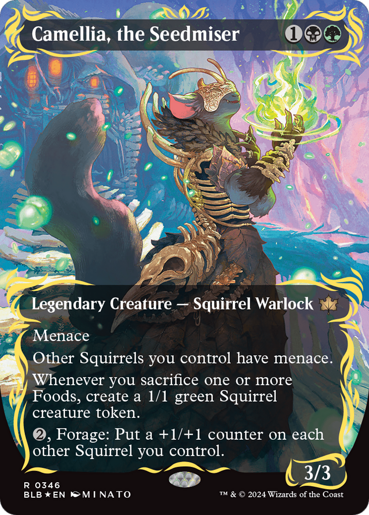 Camellia, the Seedmiser (BLB-346) - Bloomburrow: (Showcase) (Borderless) Foil