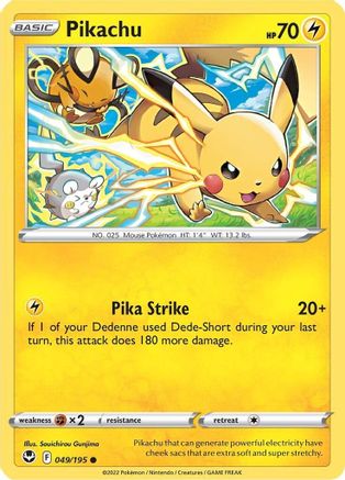 Pikachu (49/195) - SWSH12 Silver Tempest Reverse Holofoil