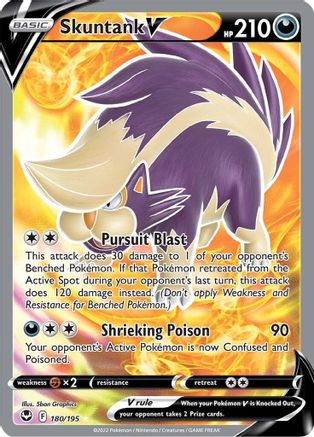 Skuntank V (Full Art) (180/195) - SWSH12 Silver Tempest Holofoil