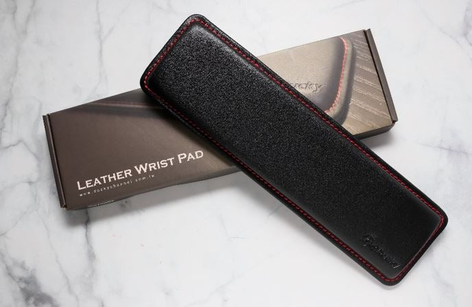 Ducky Mini Leather Wrist Rest with Red Stitching