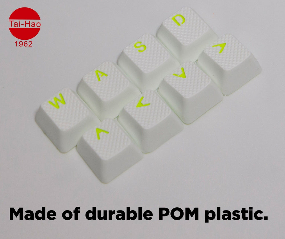 Tai-Hao White w/ Green Legends 8 Key OEM Profile Double Shot POM Keycap Set