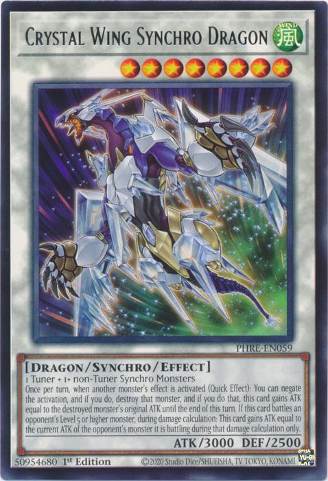 Crystal Wing Synchro Dragon - PHRE-EN059 - Rare - 1st Edition
