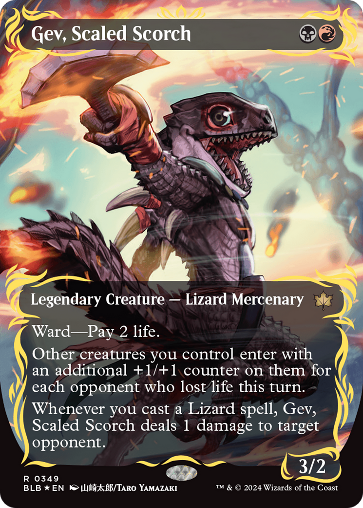 Gev, Scaled Scorch (BLB-349) - Bloomburrow: (Showcase) (Borderless) Foil