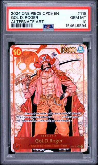 2024 ONE PIECE OP09-EMPERORS IN THE NEW WORLD #118 GOL D. ROGER ALTERNATE ART PSA 10