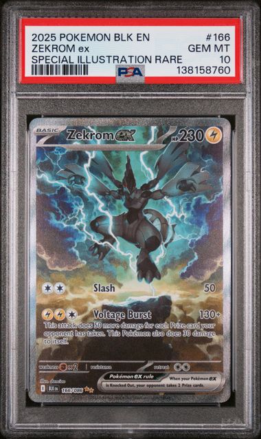2025 POKEMON BLK EN-BLACK BOLT ZEKROM ex SPECIAL ILLUSTRATION RARE #166 PSA 10