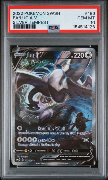 2022 POKEMON SWORD & SHIELD SILVER TEMPEST #186 FA/LUGIA V SILVER TEMPEST PSA 10