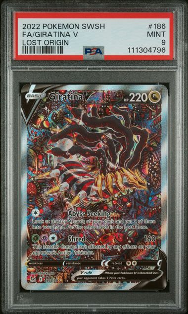 2022 POKEMON SWORD & SHIELD LOST ORIGIN FA/GIRATINA V LOST ORIGIN #186 PSA 9