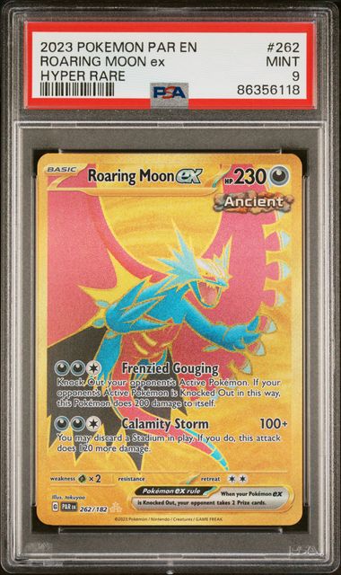 2023 POKEMON PAR EN-PARADOX RIFT #262 ROARING MOON ex HYPER RARE PSA 9