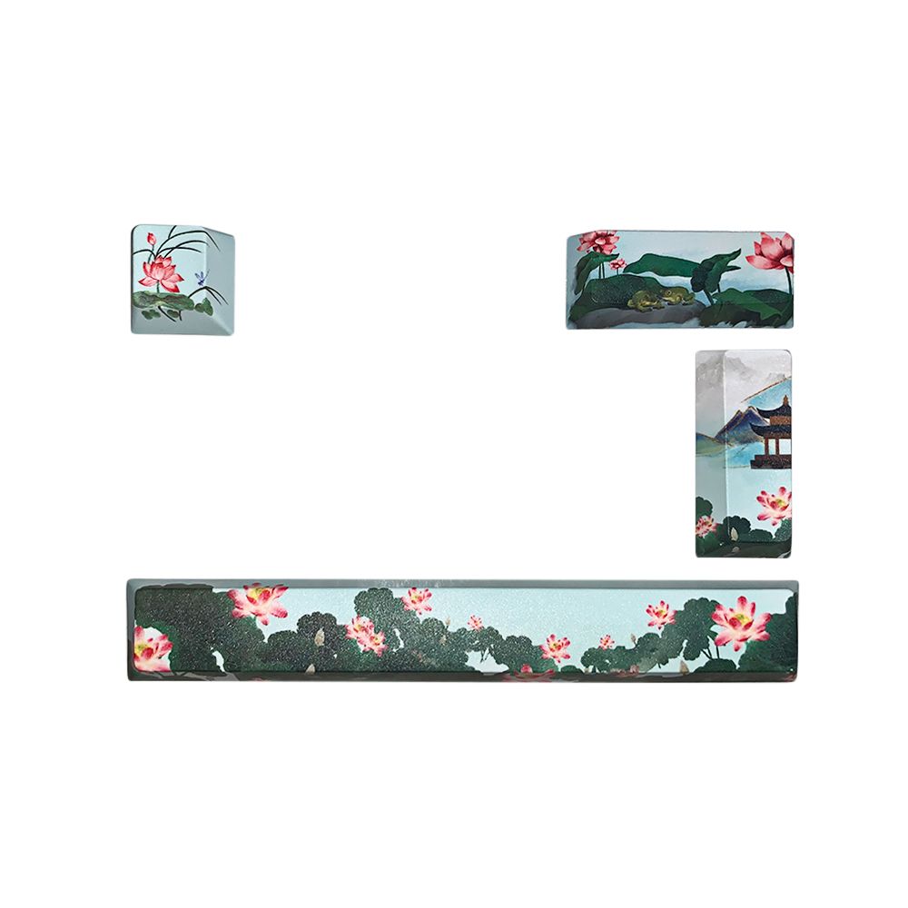 KBParadise Green Lotus 4 Key Cherry Profile Dye Sub PBT Keycap set