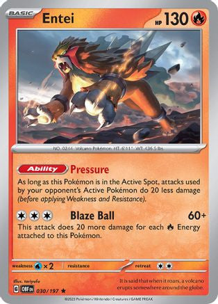 Entei 30 Sv03 Obsidian Flames Holofoil