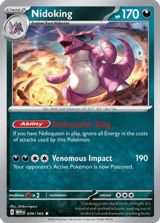 Nidoking 034 165 34 Sv Scarlet And Violet 151 Reverse Holofoil