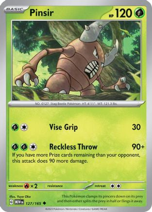 Pinsir 127 Sv Scarlet And Violet 151 Reverse Holofoil